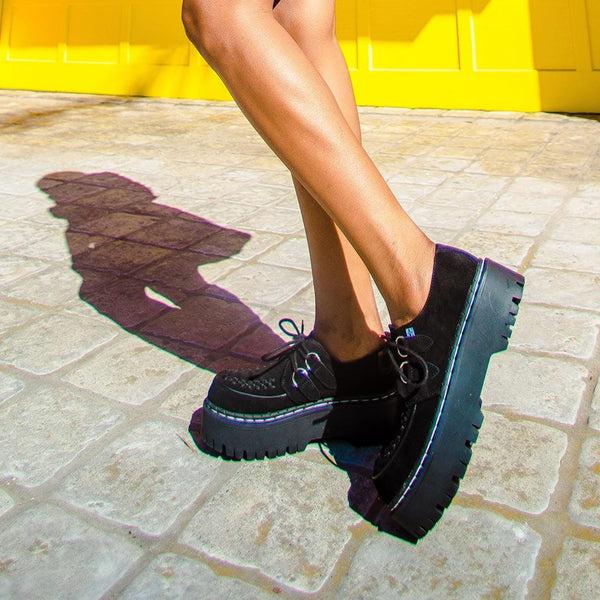 T.u.k Double Decker Creeper Black Suede