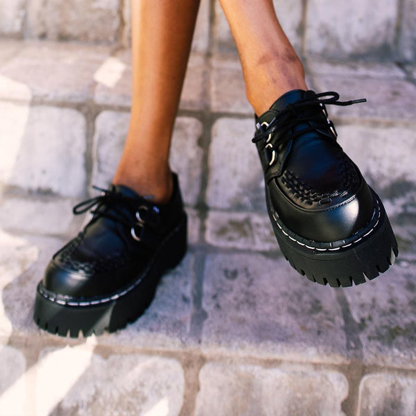 T.u.k Double Decker Creeper Black Vegan TUKskin™