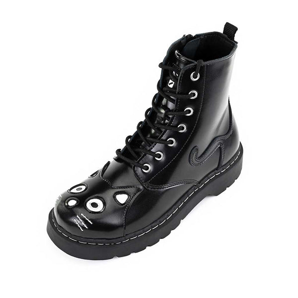 T.u.k Kitty Combat Boot Black Leather