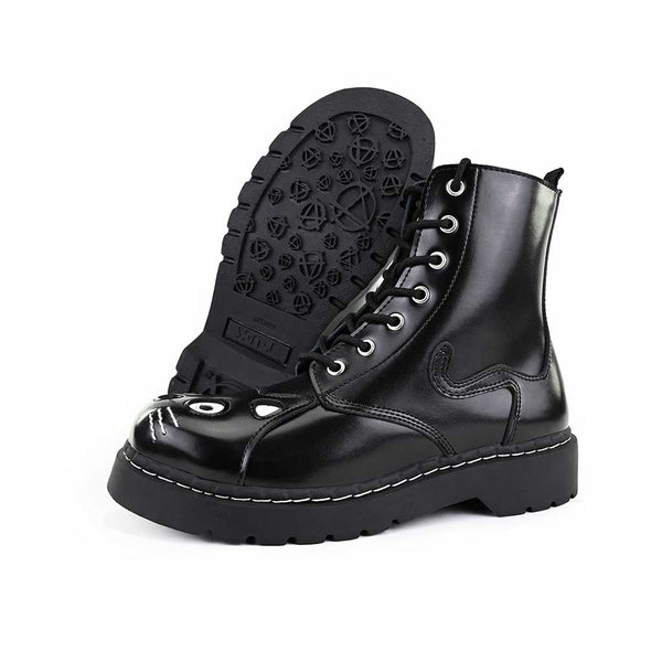 T.u.k Kitty Combat Boot Black Leather