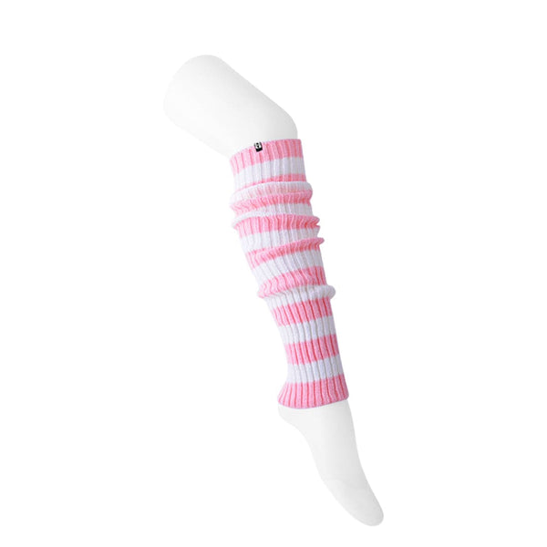 T.u.k Leg Warmers Pink & White Stripe Womens