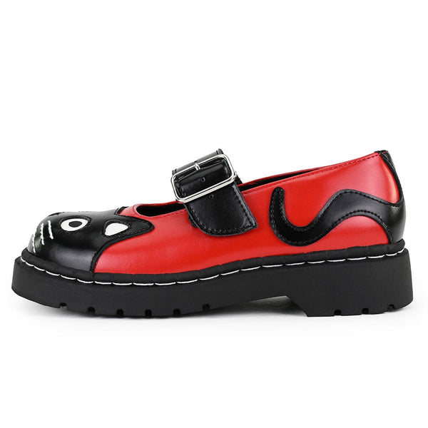 t.u.k Mary Jane Kitty Black & Red Leather
