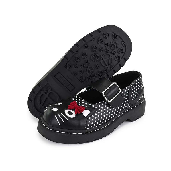 T.u.k Mary Jane Kitty Black & White Dotty