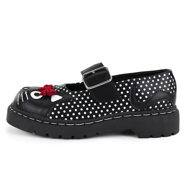 t.u.k Mary Jane Kitty Black & White Dotty