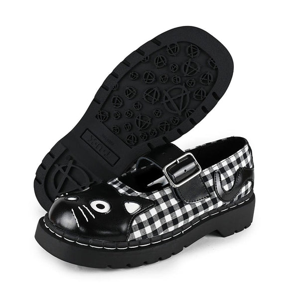 T.u.k Mary Jane Kitty Black & White Gingham