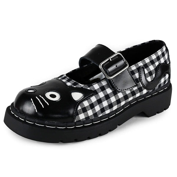 T.u.k Mary Jane Kitty Black & White Gingham
