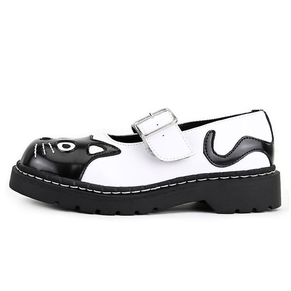 t.u.k Mary Jane Kitty Black & White Leather