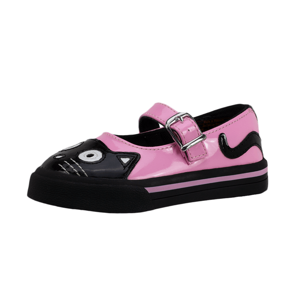 T.u.k Mary Jane Kitty Toddler Sneaker Black & Pink