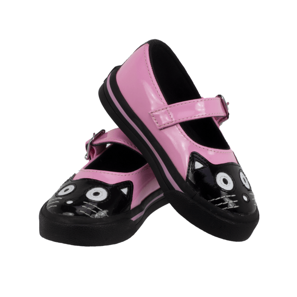 T.u.k Mary Jane Kitty Toddler Sneaker Black & Pink