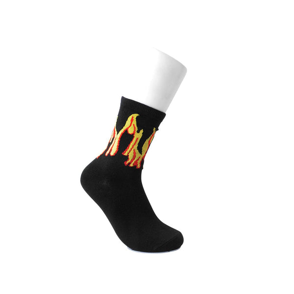 T.u.k Orange Flames Mens Crew Sock