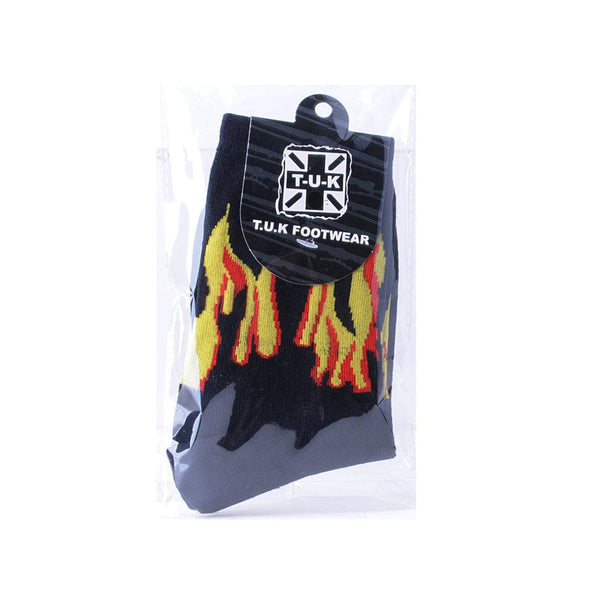T.u.k Orange Flames Mens Crew Sock