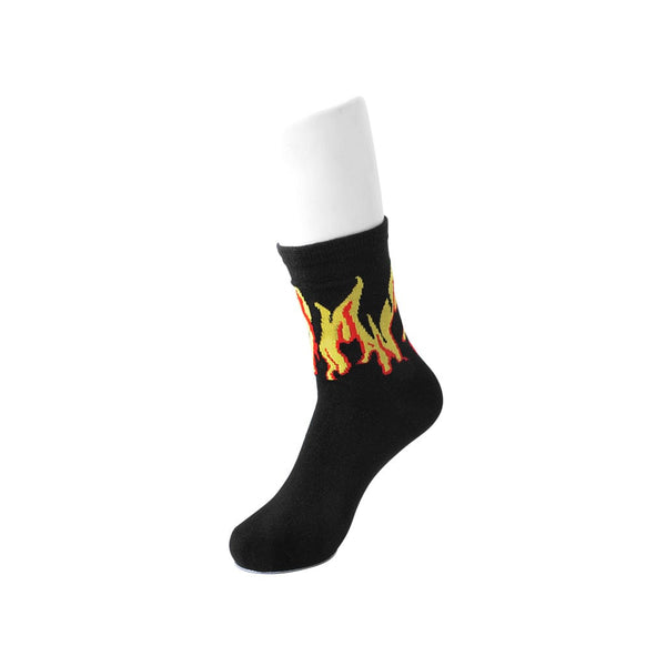 t.u.k Orange Flames Mens Crew Sock