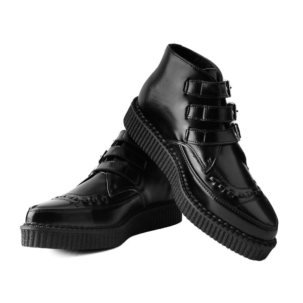 T.u.k Pointed Creeper 3 Buckle Boot Black Leather