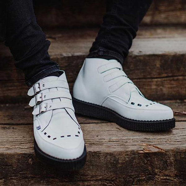 T.u.k Pointed Creeper 3-Buckle Boot White TUKskin