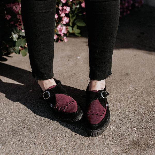 T.u.k Pointed Creeper Black & Burgundy Suede