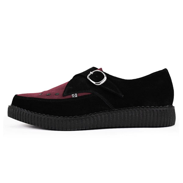 t.u.k Pointed Creeper Black & Burgundy Suede