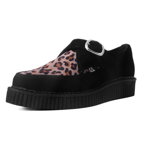 T.u.k Pointed Creeper Black Suede & Leopard Print