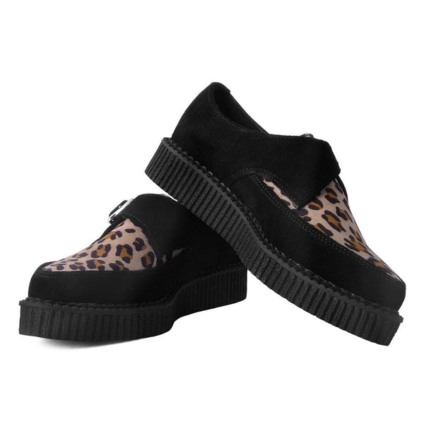 T.u.k Pointed Creeper Black Suede & Leopard Print