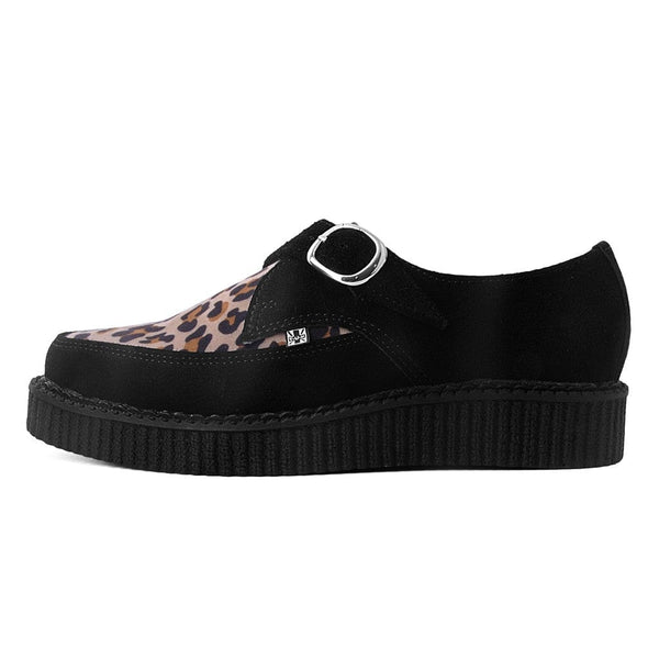 t.u.k Pointed Creeper Black Suede & Leopard Print