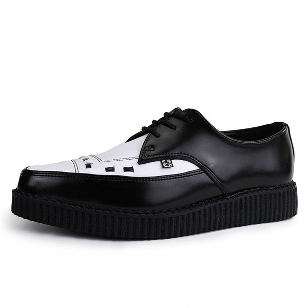 T.u.k Pointed Creeper Black & White Leather