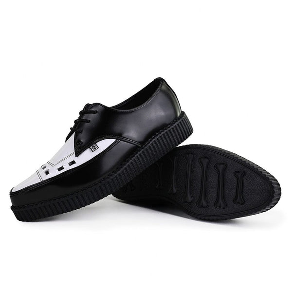 T.u.k Pointed Creeper Black & White Leather
