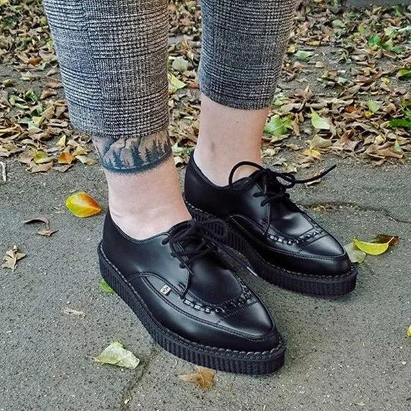 T.u.k Pointed Creeper Lace Up Black TUKskin™