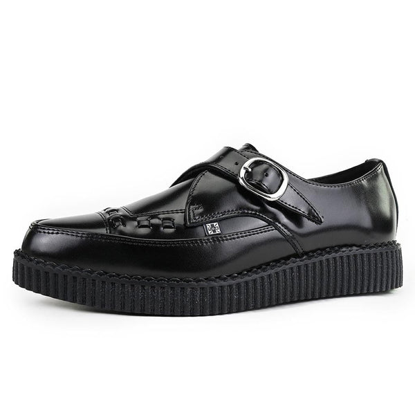 T.u.k Pointed Creeper Monk Buckle Black Leather