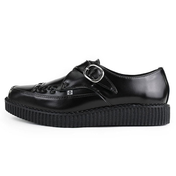 t.u.k Pointed Creeper Monk Buckle Black Leather