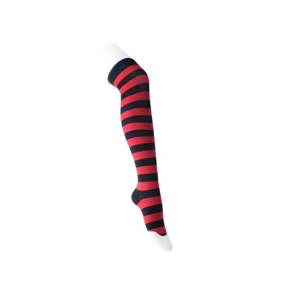 T.u.k Red & Black Striped Thigh High Sock