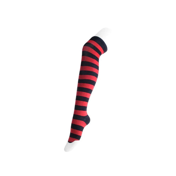 t.u.k Red & Black Striped Thigh High Sock