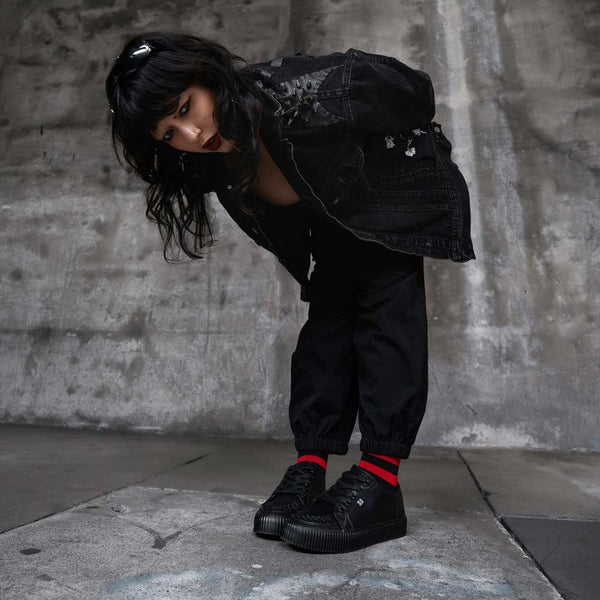 T.u.k Ribbed Sole Sneaker Black Leather