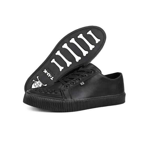 T.u.k Ribbed Sole Sneaker Black Leather