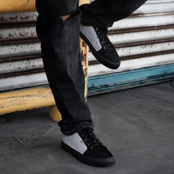 T.u.k Ribbed Sole Sneaker Black & White Canvas