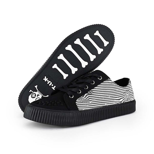 T.u.k Ribbed Sole Sneaker Black & White Canvas