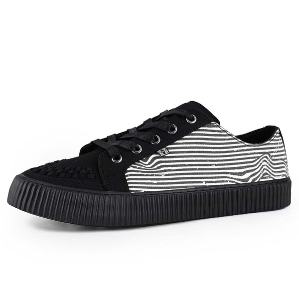 T.u.k Ribbed Sole Sneaker Black & White Canvas