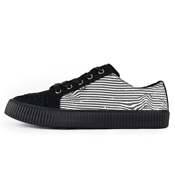 t.u.k Ribbed Sole Sneaker Black & White Canvas