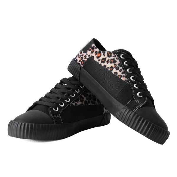 T.u.k Rubber Toe Sneaker Black & Leopard Canvas