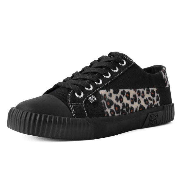T.u.k Rubber Toe Sneaker Black & Leopard Canvas