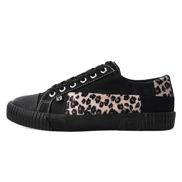 t.u.k Rubber Toe Sneaker Black & Leopard Canvas