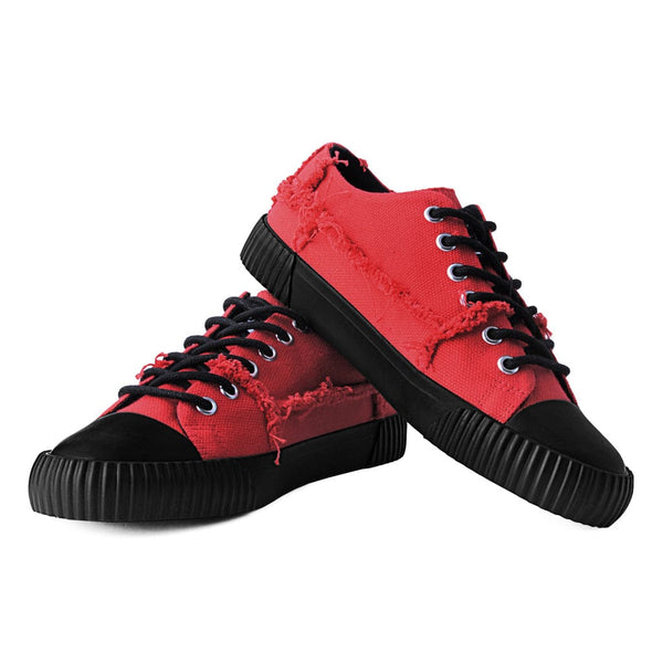 T.u.k Rubber Toe Sneaker Rough Cut Red Canvas