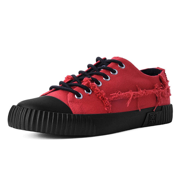 T.u.k Rubber Toe Sneaker Rough Cut Red Canvas