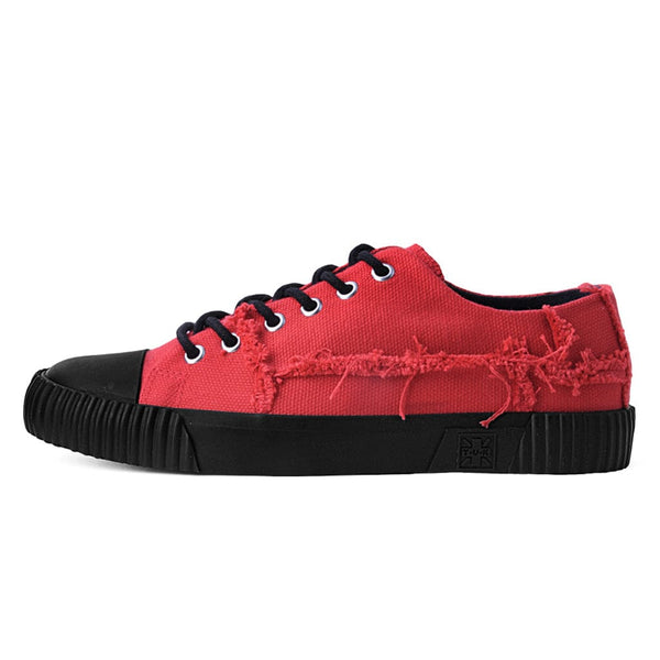 t.u.k Rubber Toe Sneaker Rough Cut Red Canvas