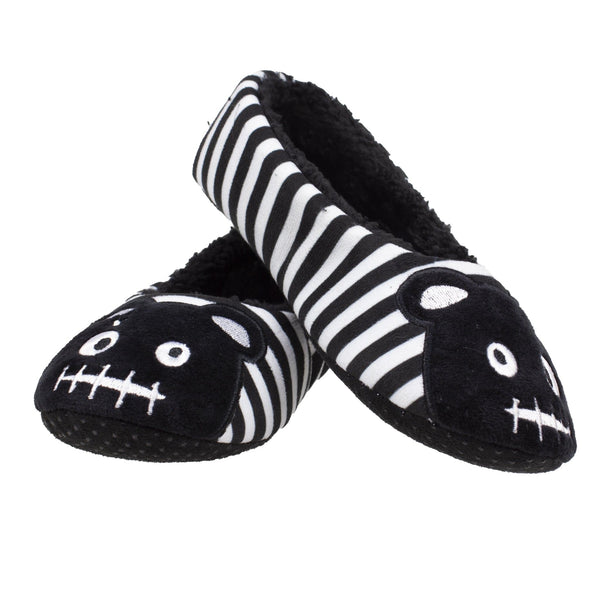T.u.k Slipper Black & White Stripe Punk Teddy