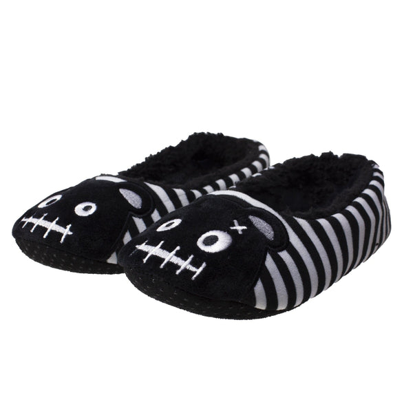 T.u.k Slipper Black & White Stripe Punk Teddy