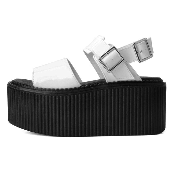 t.u.k Strato Sandal White Patent Vegan Leather