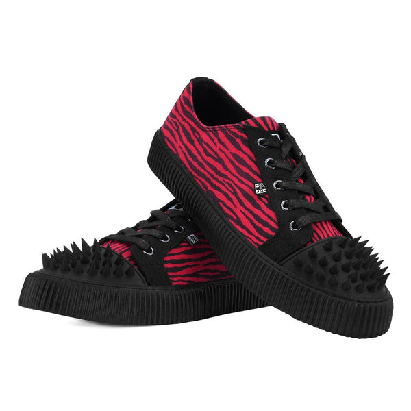 T.u.k Studded Shell Toe Sneaker Black Red Canvas