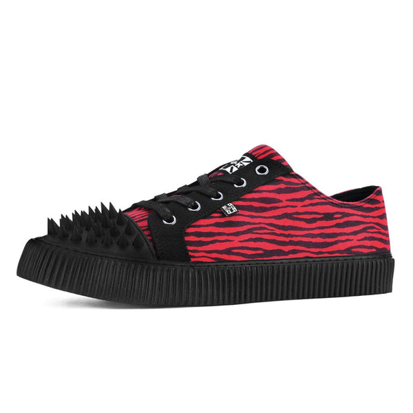 T.u.k Studded Shell Toe Sneaker Black Red Canvas