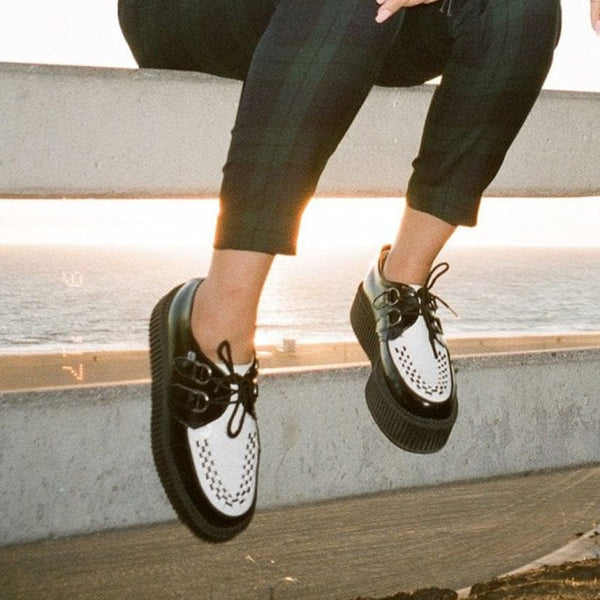T.u.k Viva High Creeper Black & White Leather
