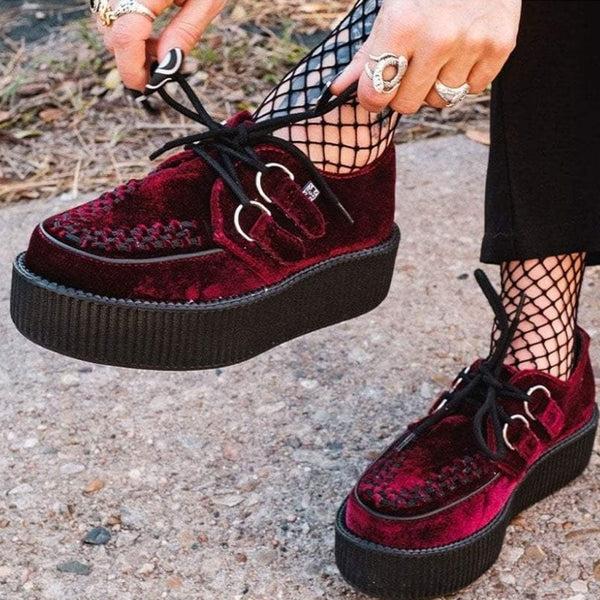 T.u.k Viva High Creeper Burgundy Velvet