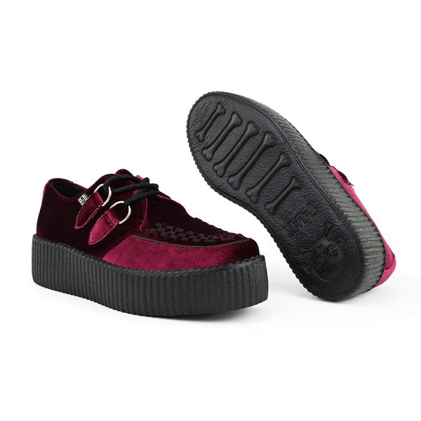 T.u.k Viva High Creeper Burgundy Velvet